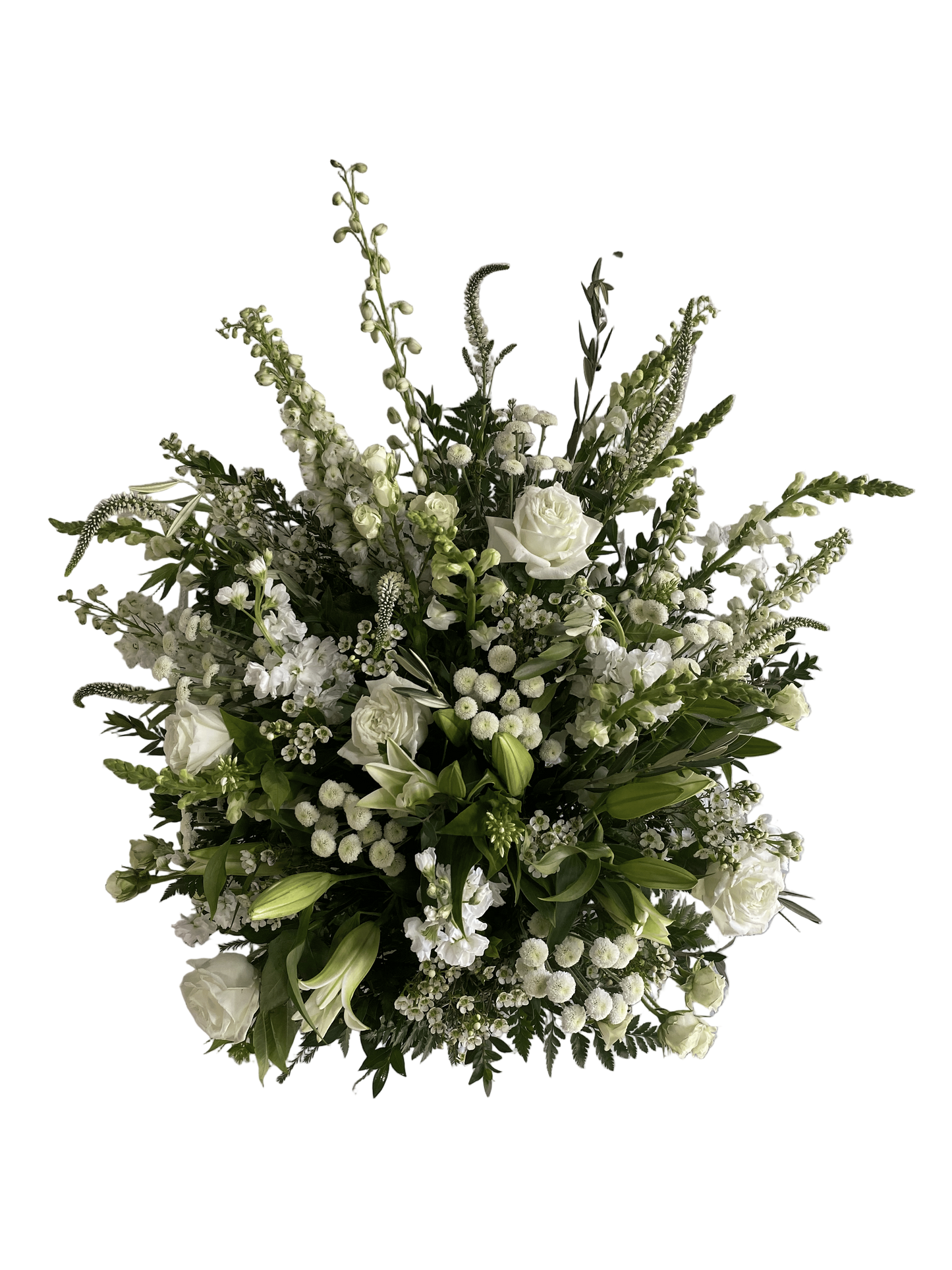 white standing spray of flowers 