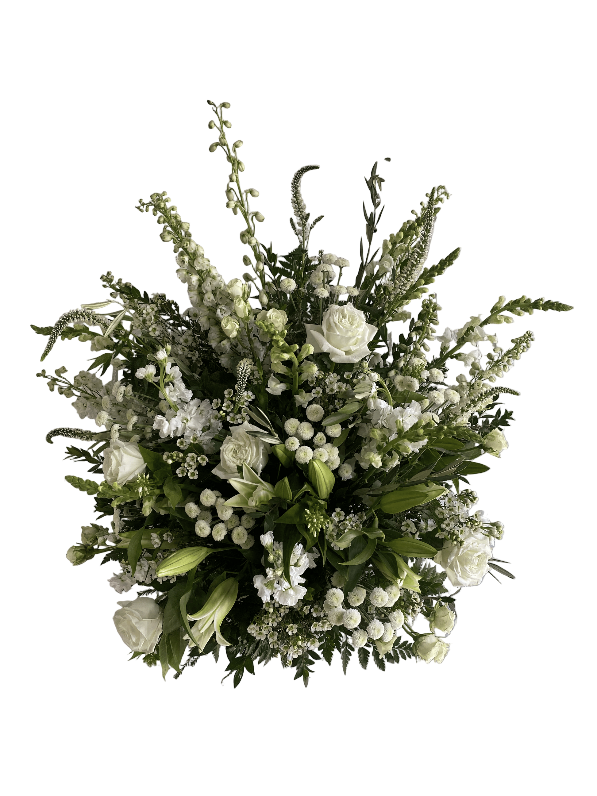 white standing spray of flowers 