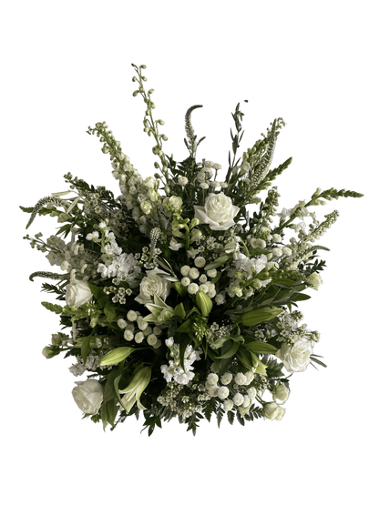 white standing spray of flowers 