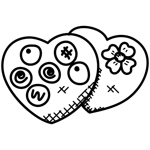 an outline of a box of chocolates in a heart shape